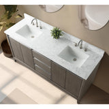 Vanity Art 72 in. W x 22 in. D x 34 in. H Double Sink Bathroom Vanity in Driftwood Gray with Engineered Marble Top
