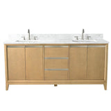 Vanity Art 72 in. W x 22 in. D x 34 in. H Double Sink Bathroom Vanity in Natural Oak with Engineered Marble Top