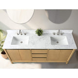Vanity Art 72 in. W x 22 in. D x 34 in. H Double Sink Bathroom Vanity in Natural Oak with Engineered Marble Top