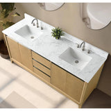 Vanity Art 72 in. W x 22 in. D x 34 in. H Double Sink Bathroom Vanity in Natural Oak with Engineered Marble Top