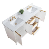 Vanity Art 72 in. W x 22 in. D x 34 in. H Double Sink Bathroom Vanity in White with Engineered Marble Top