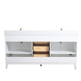 Vanity Art 72 in. W x 22 in. D x 34 in. H Double Sink Bathroom Vanity in White with Engineered Marble Top