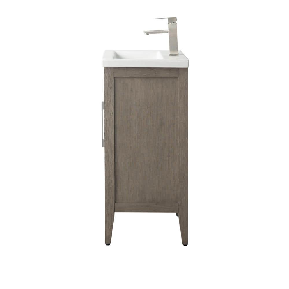 Vanity Art 20 in. W x 15.8 in D x 34 in. H Single Sink Bathroom Vanity Cabinet in Driftwood Gray with Ceramic Top