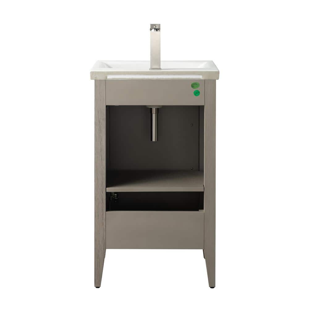 Vanity Art 20 in. W x 15.8 in D x 34 in. H Single Sink Bathroom Vanity Cabinet in Driftwood Gray with Ceramic Top