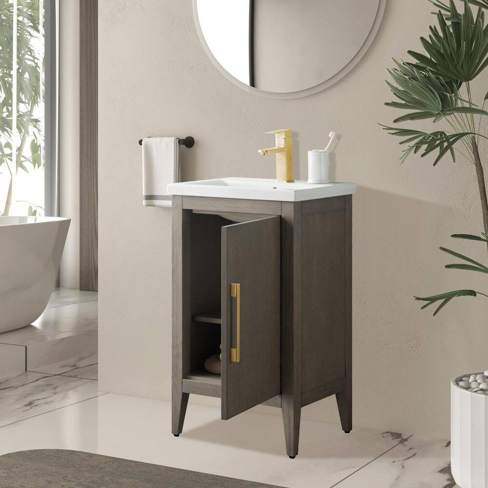 Vanity Art 20 in. W x 15.8 in. D x 34 in. H Single-Sink Bathroom Vanity Cabinet in Driftwood Gray with White Ceramic Top