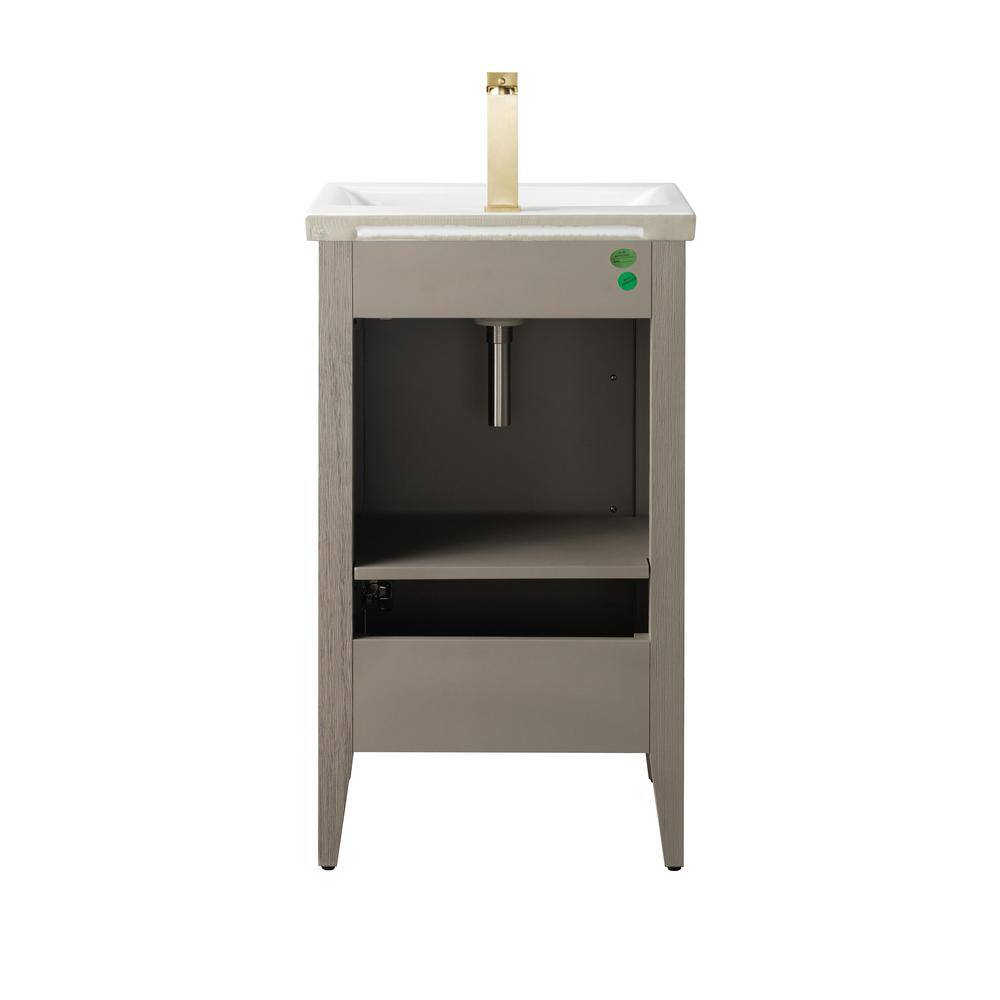 Vanity Art 20 in. W x 15.8 in. D x 34 in. H Single-Sink Bathroom Vanity Cabinet in Driftwood Gray with White Ceramic Top