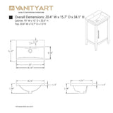 Vanity Art 20 in. W x 15.8 in D x 34 in. H Single Sink Bathroom Vanity Cabinet in Cashmere Gray with Ceramic Top