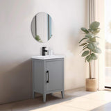 Vanity Art 20 in. W x 15.8 in D x 34 in. H Single Sink Bathroom Vanity Cabinet in Cashmere Gray with Ceramic Top