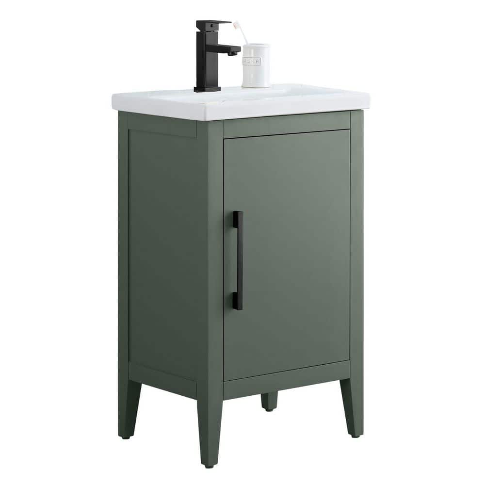 Vanity Art 20 in. W x 15.8 in. D x 34 in. H Single Sink Bathroom Vanity Cabinet in Vintage Green with Ceramic Top