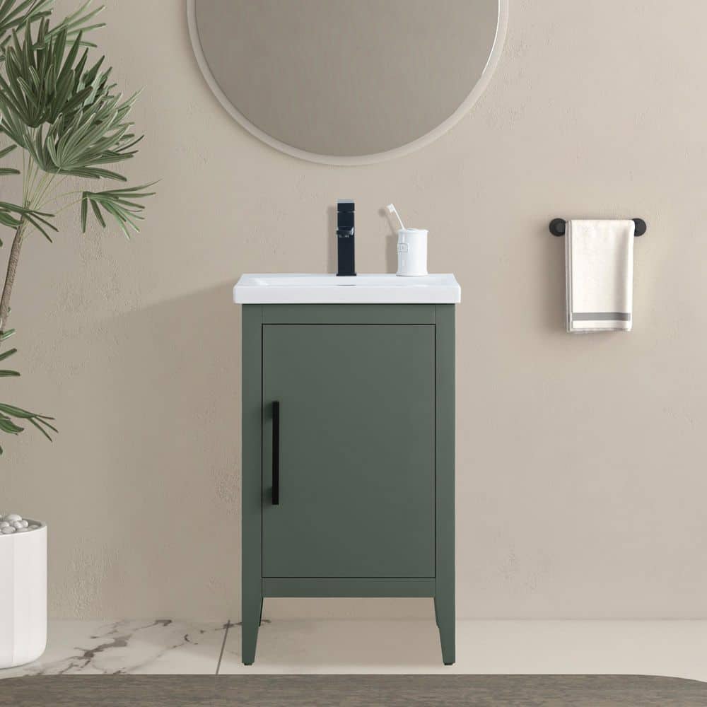 Vanity Art 20 in. W x 15.8 in. D x 34 in. H Single Sink Bathroom Vanity Cabinet in Vintage Green with Ceramic Top