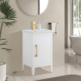 Vanity Art 20 in. W x 15.8 in. D x 34 in. H Single Sink Bathroom Vanity Cabinet in White with Ceramic Top