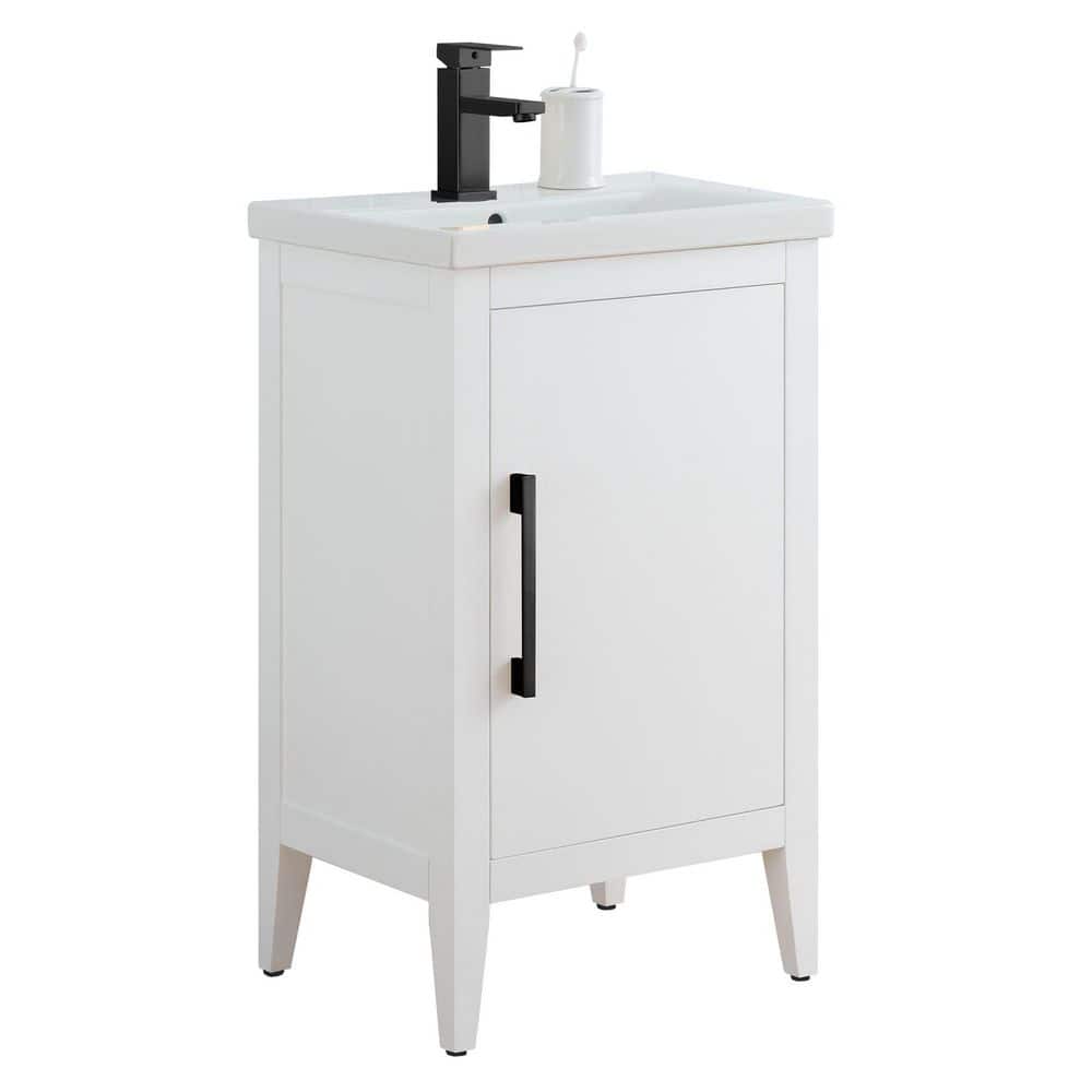 Vanity Art 20 in. W x 15.8 in. D x 34 in. H Single Sink Bathroom Vanity Cabinet in White with Ceramic Top