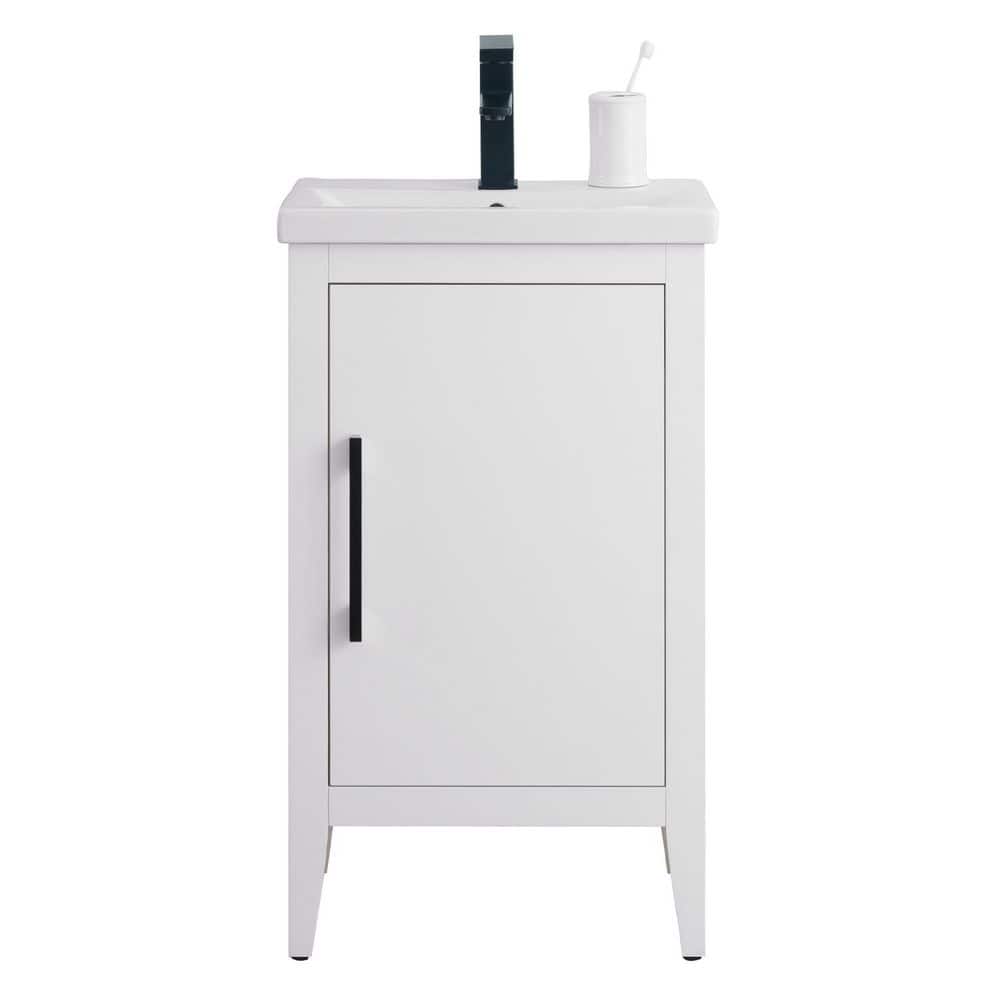 Vanity Art 20 in. W x 15.8 in. D x 34 in. H Single Sink Bathroom Vanity Cabinet in White with Ceramic Top