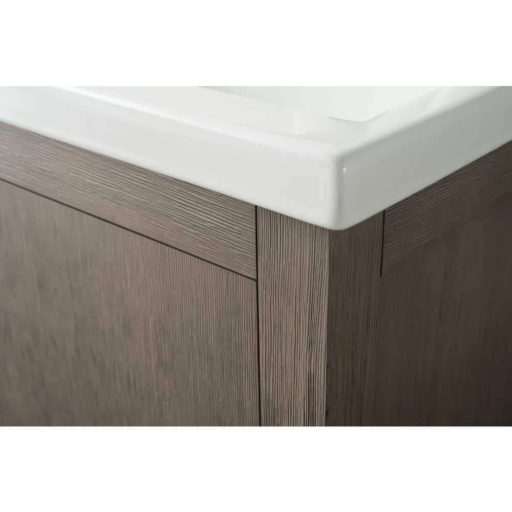 Vanity Art 24 in. W x 18.5 in D x 34 in. H Single Sink Bathroom Vanity Cabinet in Driftwood Gray with Ceramic Top