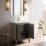 Vanity Art 24 in. W x 18.5 in D x 34 in. H Single Sink Bathroom Vanity Cabinet in Driftwood Gray with Ceramic Top
