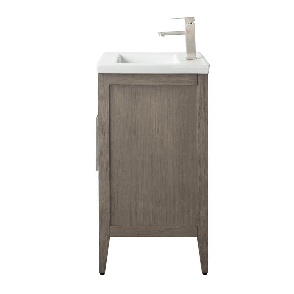 Vanity Art 24 in. W x 18.5 in D x 34 in. H Single Sink Bathroom Vanity Cabinet in Driftwood Gray with Ceramic Top