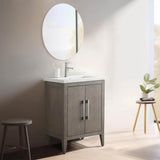 Vanity Art 24 in. W x 18.5 in D x 34 in. H Single Sink Bathroom Vanity Cabinet in Driftwood Gray with Ceramic Top