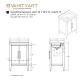 Vanity Art 24 in. W x 18.5 in D x 34 in. H Single Sink Bathroom Vanity Cabinet in Driftwood Gray with Ceramic Top