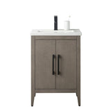 Vanity Art 24 in. W x 18.5 in D x 34 in. H Single Sink Bathroom Vanity Cabinet in Driftwood Gray with Ceramic Top in White