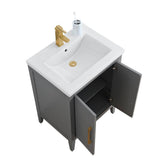 Vanity Art 24 in. W x 18.5 in D x 34 in. H Single Sink Bathroom Vanity Cabinet in Cashmere Gray with Ceramic Top