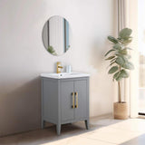 Vanity Art 24 in. W x 18.5 in D x 34 in. H Single Sink Bathroom Vanity Cabinet in Cashmere Gray with Ceramic Top