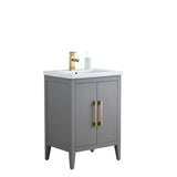 Vanity Art 24 in. W x 18.5 in D x 34 in. H Single Sink Bathroom Vanity Cabinet in Cashmere Gray with Ceramic Top