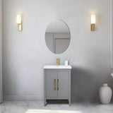 Vanity Art 24 in. W x 18.5 in D x 34 in. H Single Sink Bathroom Vanity Cabinet in Cashmere Gray with Ceramic Top