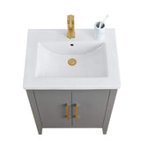 Vanity Art 24 in. W x 18.5 in D x 34 in. H Single Sink Bathroom Vanity Cabinet in Cashmere Gray with Ceramic Top