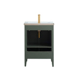Vanity Art 24 in. W x 18.5 in D x 34 in. H Single Sink Bathroom Vanity Cabinet in Vintage Green with Ceramic Top