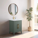 Vanity Art 24 in. W x 18.5 in D x 34 in. H Single Sink Bathroom Vanity Cabinet in Vintage Green with Ceramic Top