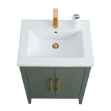 Vanity Art 24 in. W x 18.5 in D x 34 in. H Single Sink Bathroom Vanity Cabinet in Vintage Green with Ceramic Top
