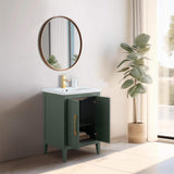 Vanity Art 24 in. W x 18.5 in D x 34 in. H Single Sink Bathroom Vanity Cabinet in Vintage Green with Ceramic Top