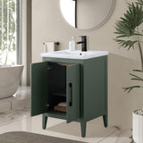 Vanity Art 24 in. W x 18.5 in. D x 34 in. H Single Sink Bathroom Vanity Cabinet in Vintage Green with Ceramic Top