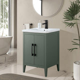 Vanity Art 24 in. W x 18.5 in. D x 34 in. H Single Sink Bathroom Vanity Cabinet in Vintage Green with Ceramic Top