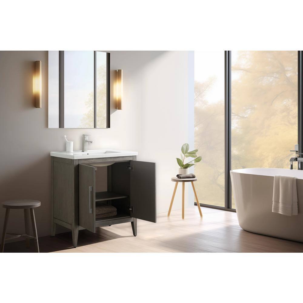 Vanity Art 30 in. W x 18.5 in D x 34 in. H Single Sink Bathroom Vanity Cabinet in Driftwood Gray with Ceramic Top