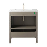 Vanity Art 30 in. W x 18.5 in D x 34 in. H Single Sink Bathroom Vanity Cabinet in Driftwood Gray with Ceramic Top