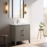Vanity Art 30 in. W x 18.5 in D x 34 in. H Single Sink Bathroom Vanity Cabinet in Driftwood Gray with Ceramic Top