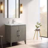 Vanity Art 30 in. W x 18.5 in D x 34 in. H Single Sink Bathroom Vanity Cabinet in Driftwood Gray with Ceramic Top