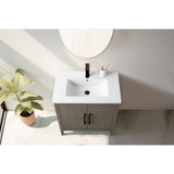 Vanity Art 30 in. W x 18.5 in D x 34 in. H Single-Sink Bathroom Vanity Cabinet in Driftwood Gray with Ceramic Top in White