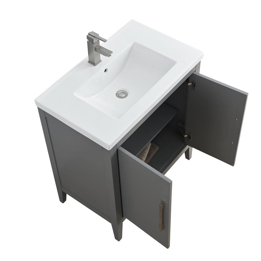 Vanity Art 30 in. W x 18.5 in D x 34 in. H Single Sink Bathroom Vanity Cabinet in Cashmere Gray with Ceramic Top