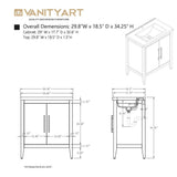 Vanity Art 30 in. W x 18.5 in D x 34 in. H Single Sink Bathroom Vanity Cabinet in Cashmere Gray with Ceramic Top