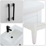 Vanity Art 30 in. W x 18.5 in. D x 34 in. H Single Sink Bathroom Vanity Cabinet in White with Ceramic Top