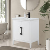 Vanity Art 30 in. W x 18.5 in. D x 34 in. H Single Sink Bathroom Vanity Cabinet in White with Ceramic Top