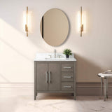 Vanity Art 36 in. W x 22 in. D x 34 in. H Single Sink Bathroom Vanity Cabinet in Driftwood Gray with Engineered Marble Top