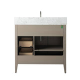Vanity Art 36 in. W x 22 in. D x 34 in. H Single Sink Bathroom Vanity Cabinet in Driftwood Gray with Engineered Marble Top