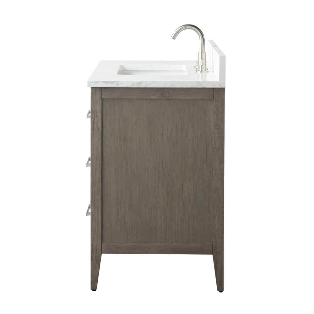 Vanity Art 36 in. W x 22 in. D x 34 in. H Single Sink Bathroom Vanity Cabinet in Driftwood Gray with Engineered Marble Top