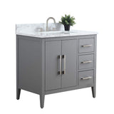 Vanity Art 36 in. W x 22 in. D x 34 in. H Single Sink Bathroom Vanity Cabinet in Cashmere Gray with Engineered Marble Top in White