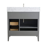 Vanity Art 36 in. W x 22 in. D x 34 in. H Single Sink Bathroom Vanity Cabinet in Cashmere Gray with Engineered Marble Top in White