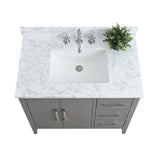 Vanity Art 36 in. W x 22 in. D x 34 in. H Single Sink Bathroom Vanity Cabinet in Cashmere Gray with Engineered Marble Top in White