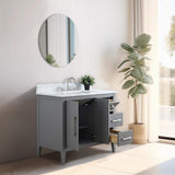 Vanity Art 36 in. W x 22 in. D x 34 in. H Single Sink Bathroom Vanity Cabinet in Cashmere Gray with Engineered Marble Top in White